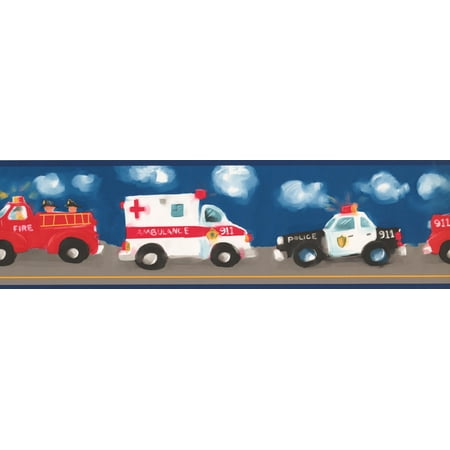 Police Ambulance Firetruck Wallpaper Border Faux Painted For Kids Roll 15 X 7 Walmart Canada