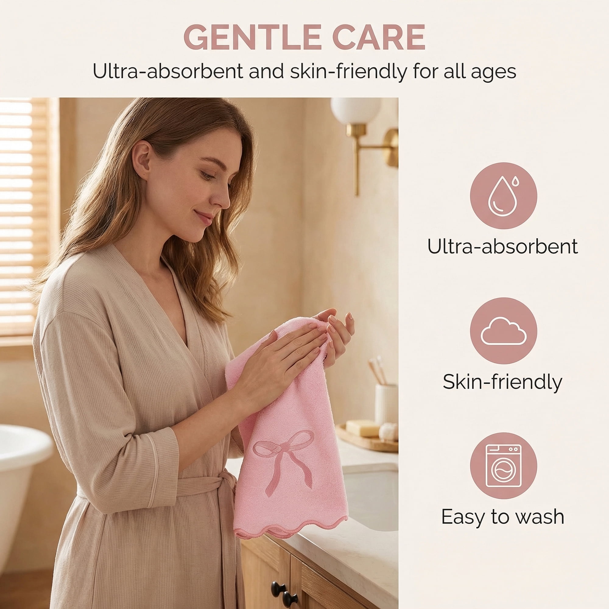 Unique Bargains Solid Cotton Elegant Border Hand Towels 28" x 13" Pink 2pk