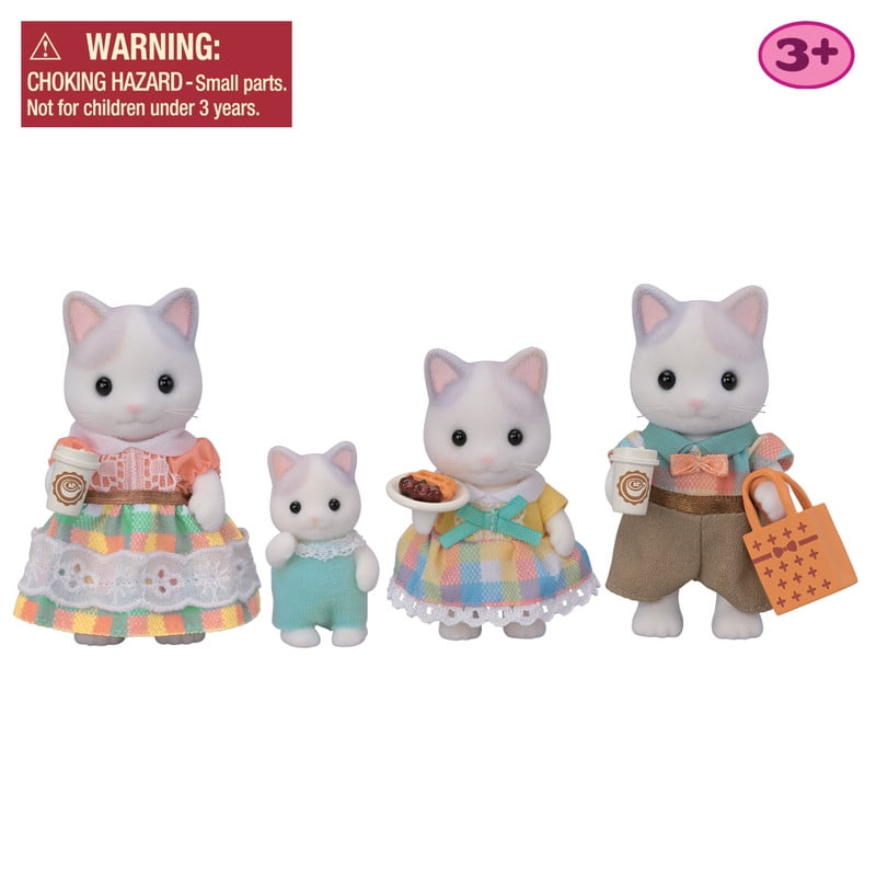 Calico Critters Latte Cat Family, Set of 4 Collectible Doll Figures