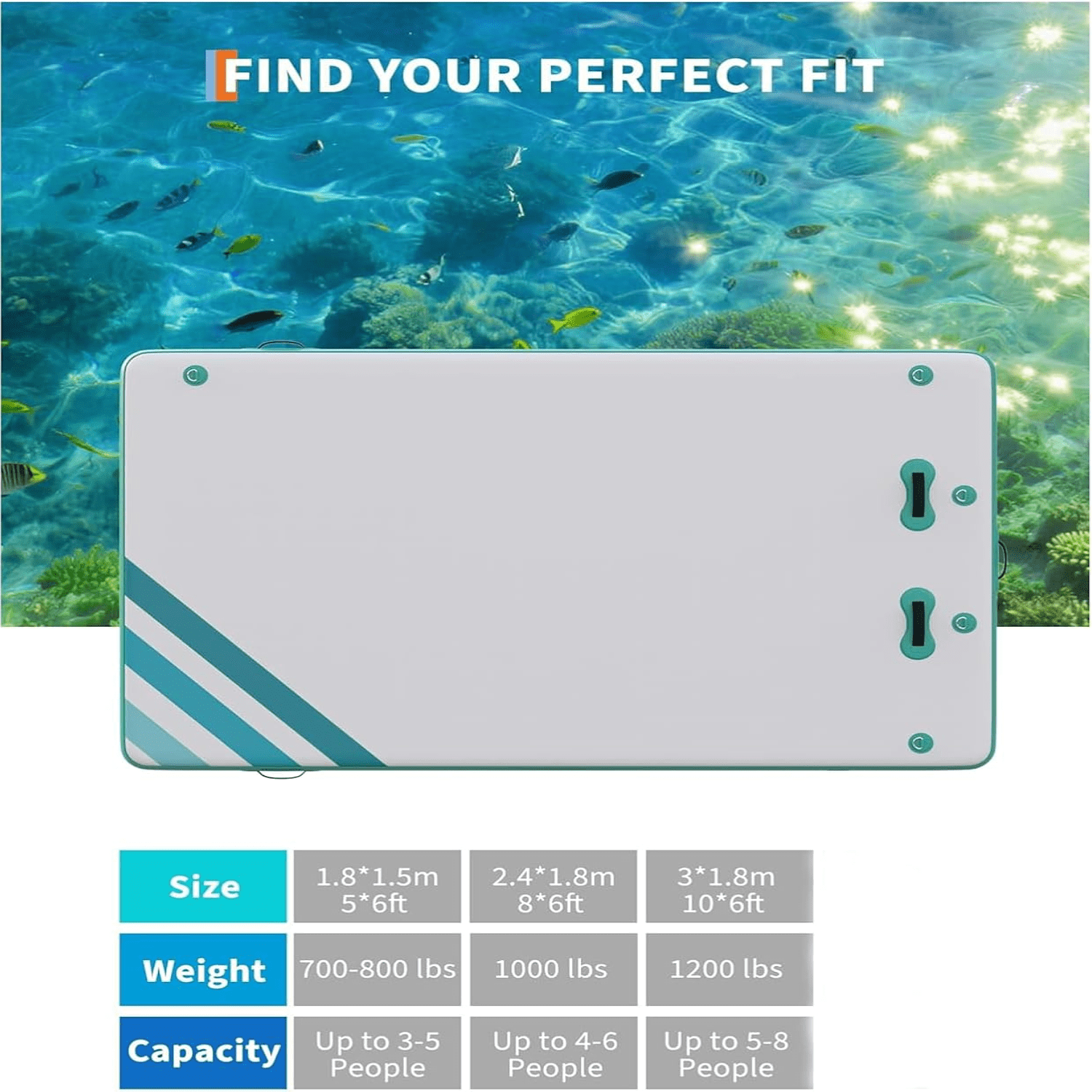 Inflatable Floating Dock Air Dock Platform 6ft/8ft Non-Slip Inflatable Water Mat Floating Island Raft for Lake Pool Beach Ocean