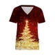 thumbnail image 4 of Pntutb Mujeres de manga corta con cuello en V tops Uniforme Árbol de Navidad Impreso Bolsillos Blusa Enfermería Pntutb Pntutb-2479, 4 of 5