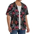 thumbnail image 4 of Vsdgher Colorful Hawaii Palms Print Men's Wrinkle Free Untucked Cuban Shirt Business Casual Button Down Shirts Short Sleeve Shirt, 4 of 7