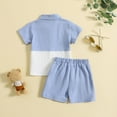 thumbnail image 6 of Huesdet Toddler Boy Summer Outfit Baby Boy Clothes Letters Short Sleeve T-shirt Top Elastic Waist Shorts Set 2Pcs(Blue,3-4 Years), 6 of 6