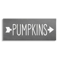 Stupell Industries Pumpkins Rustic Seasonal Autumn Arrow Pointing Sign Graphic Art Gallery Wrapped Canvas Print Wall Art, Design by Lettered and Lined