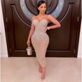 thumbnail image 4 of Vestido de cumpleaños con brillantes diamantes de imitación para mujer, vestido de malla transparente con tirantes finos, sin tirantes, vestido ajustado midi, vestidos de fiesta sexys para discoteca, 4 of 5