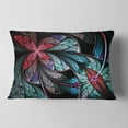thumbnail image 2 of Designart Turquoise and Red Fractal Flower Pattern - Floral Throw Pillow - 12x20, 2 of 5