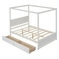 thumbnail image 3 of Aukfa Canopy Bed Frame with 2 Storage Drawers, 4-Post Full Platform Bed with Headboard for Adults Kids, Wood - White, 3 of 8