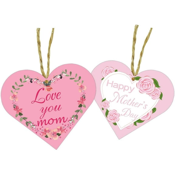 Mothers Day Gift Tags,Happy Mother's Day Tags,50Pcs Heart Shaped Mothers Day Tags with String for Mother's Day