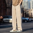 thumbnail image 4 of kpoplk Men's Casual Cotton Linen Drawstring Pants Breathable Summer Beach Pants(Beige,3XL), 4 of 7