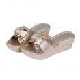 thumbnail image 4 of BONIXOOM Womens Slippers Clearance Buckle Platform V-Day Casual Summer House Shoes For Women Gold Size 7.5, 4 of 9
