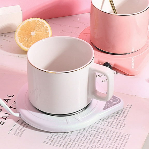 Masteelf  Coffee Hot Plate Shaped Cute Mug Warmer Electric Office White