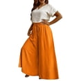 thumbnail image 2 of Delayuji Womens Wide Leg Pant Elastic Waist Daily Elegant Casual Solid Color Pants Loose Linen Pants Women L-6XL, 2 of 6