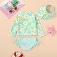 thumbnail image 5 of Younger Tree Toddler Girl Swimsuit Baby Long Sleeve Rash Guard Set with Sun Hat UPF Sun Proction Bathing Suit Swimwear for 5-6T, 5 of 8