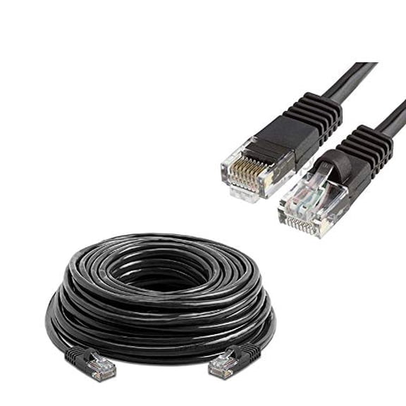 QINAJIA 50FT Cat5 UTP Ethernet Cable, 500MHz RJ45 Male to Male Network Cord, Black High-Speed LAN Cable for PC/Modem/Router/PS4/Xbox