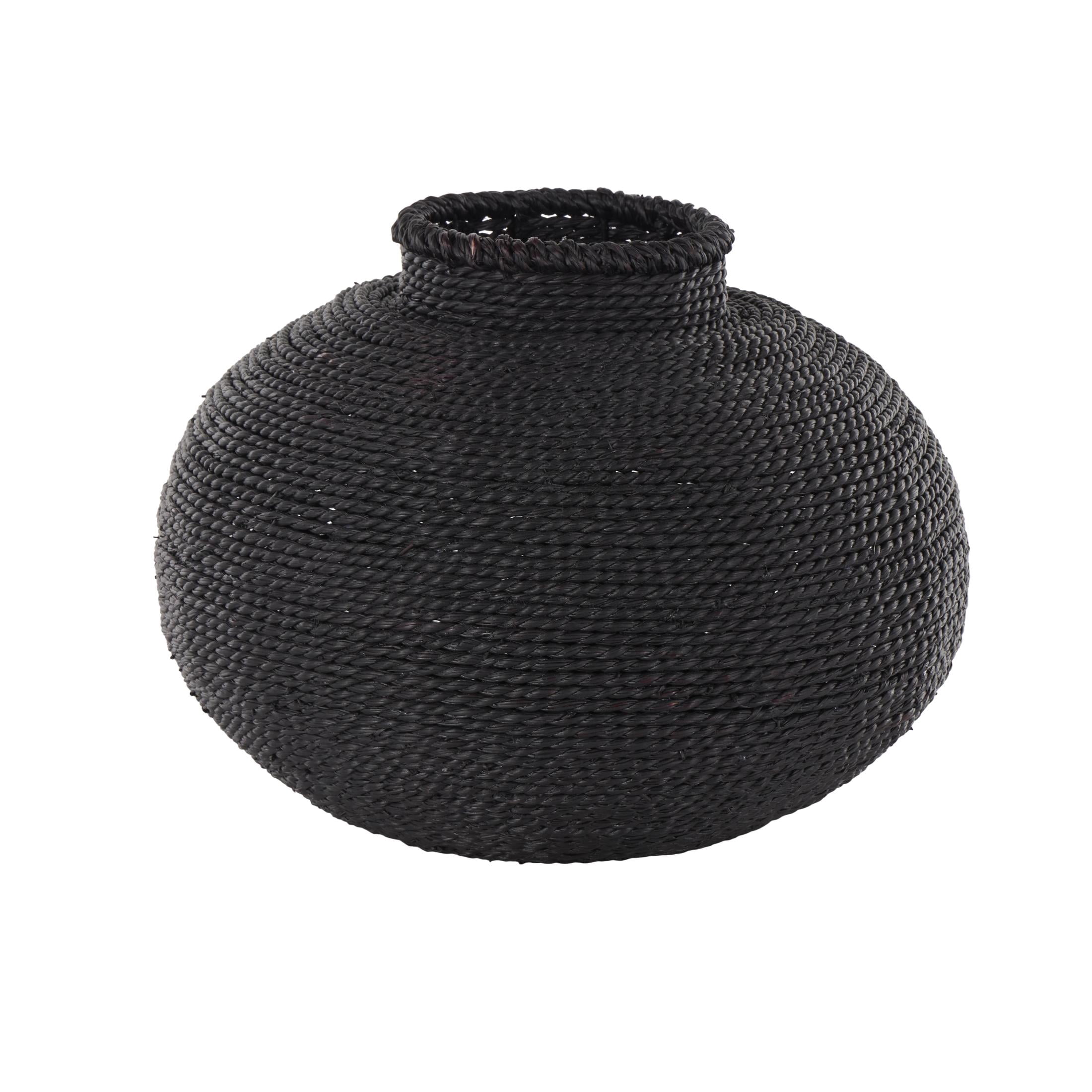 DecMode 11" Handmade Wrapped Pot Black Metal Vase