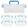 thumbnail image 1 of KAKOWELY Mini Plastic Storage Container Bin: Stackable Storage Containers With Lids Tote Closet Game Organization Teacher Tools For Office And Home Organization,7.87"X5.91"X3.15", 1 of 4