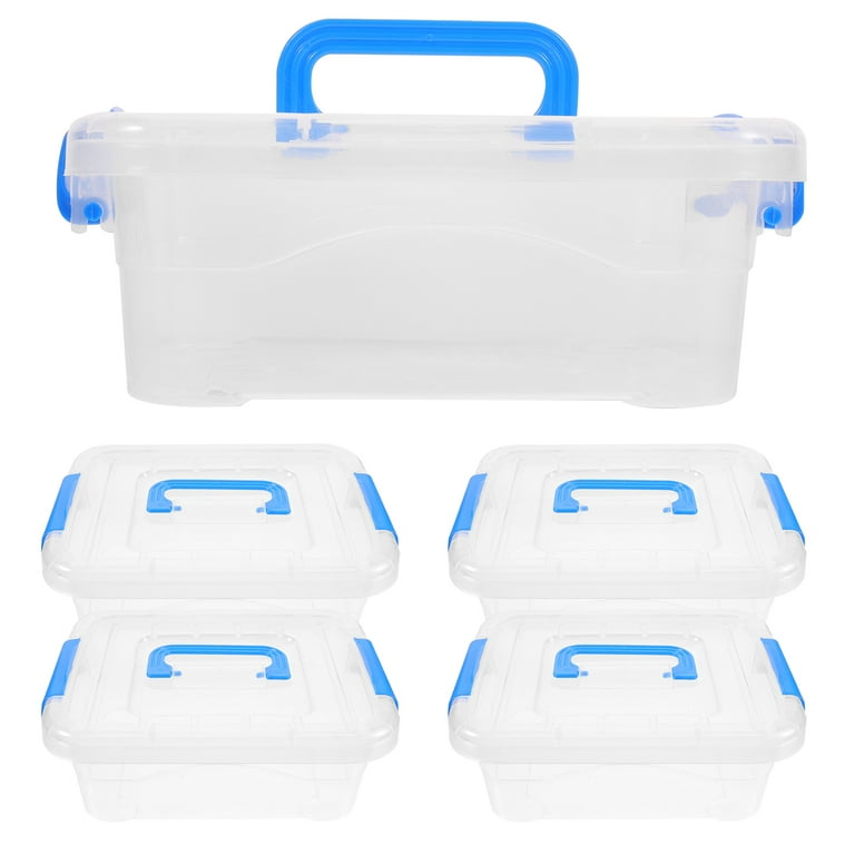 5pcs Transparent Desktop Storage Box Toy Packing Box Plastic