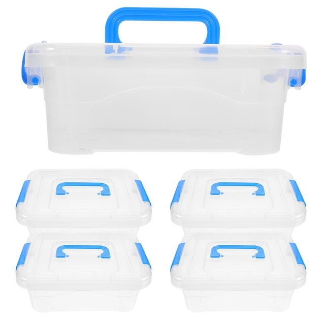 KAKOWELY Mini Bac de Rangement en Plastique : Contenants de Rangement Empilables avec Couvercles, Fourre-Tout, Organisation de Garde-Robe et de Jeux, Outils pour Enseignants pour l'Organisation du Bureau et de la Maison, 7.87"X5.91"X3.15 Pouces