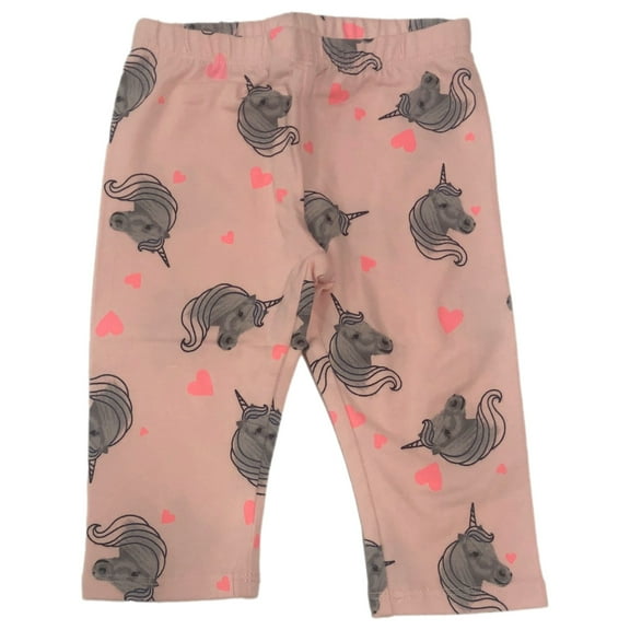 Toddler Girls Pink Unicorn & Heart Print Leggings Stretch Pants 2T