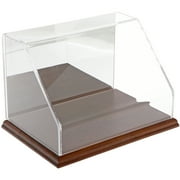 Plymor Clear Acrylic Slant Front Display Case with Hardwood Base (Mirror Back), 9" W x 6" D x 6" H