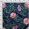 thumbnail image 2 of oneOone Polyester Lycra Fabric Watercolor Leaves & Peony Floral Print Fabric BTY 56 Inch Wide, 2 of 4