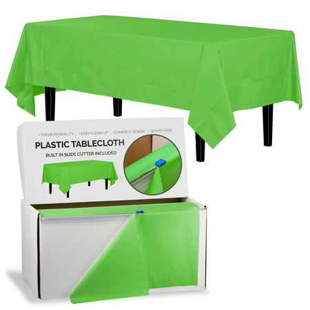 

Exquisite 54 Inch. x 100 Ft. Plastic Tablecloth Roll With Built In Slide Cutter - Lime Green
