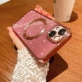 thumbnail image 5 of Compatible with iPhone 14 Magnetic Glitter Case, Luxury Plating Cute Bling Clear Phone Case, Compatible with MagSafe for Women Girls with Camera Protector Back Cover - Pink, 5 of 10