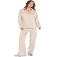 thumbnail image 2 of LYMAYTER 2-Piece Sets for Women Casual Long Sleeve Sets V Neck Tops Drawstring Wide Leg Pants Sets S-2XL, 2 of 9