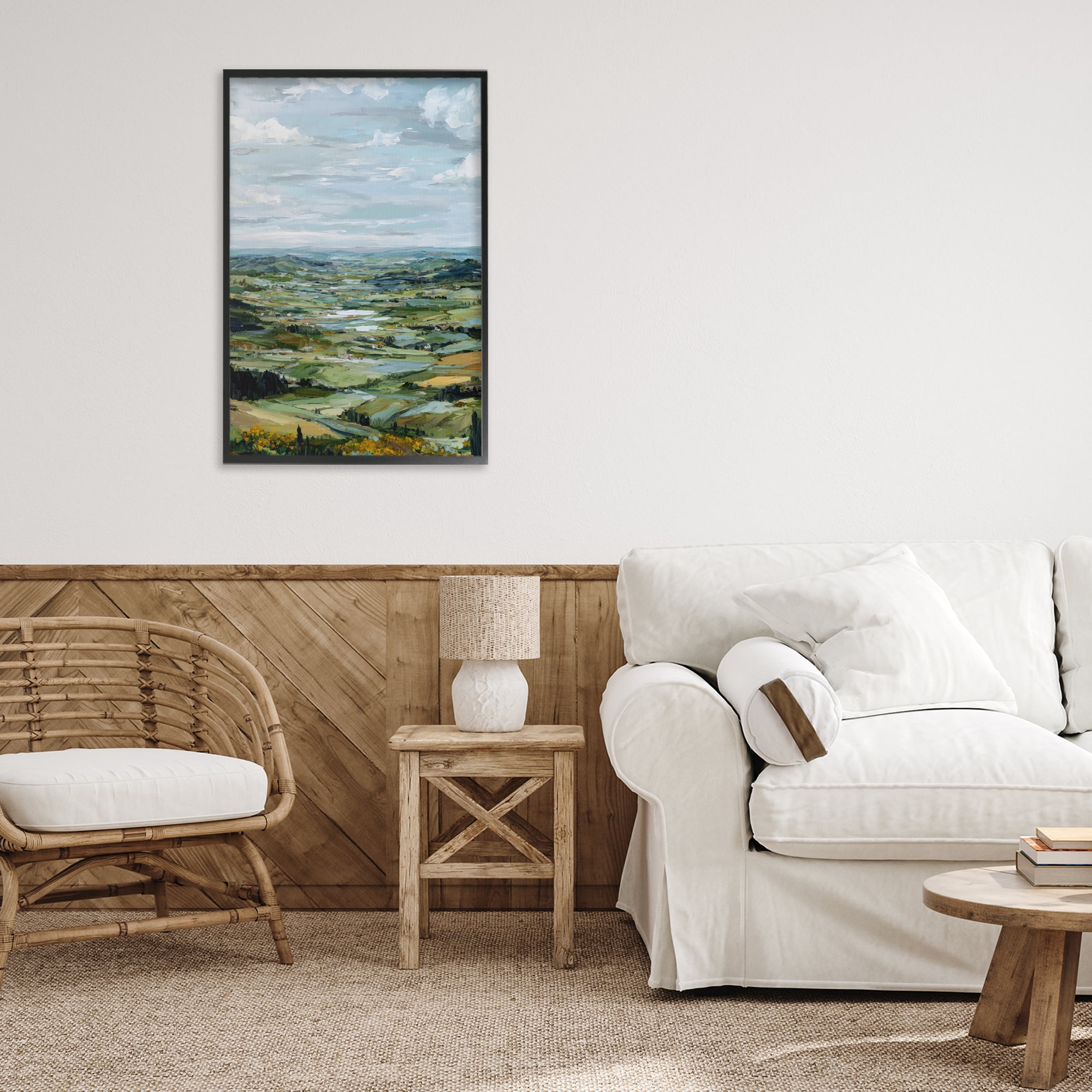 Stupell Industries Valley Living with Verdant Hills Black Framed Giclee Art, design by Petal Prints Design