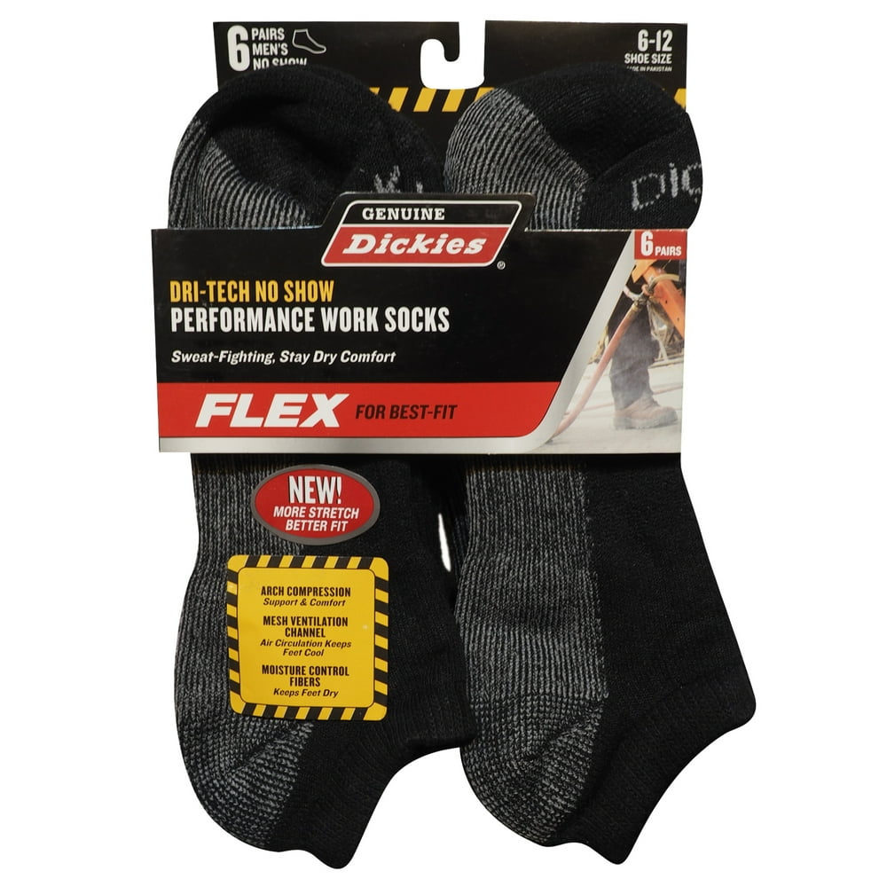 Dickies Dickies Men's No Show Socks, 6 Pack