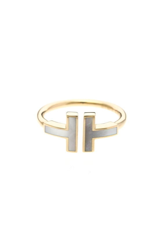 Pre-Owned Tiffany T-wire Ring Pink Gold (18K) Fashion Mother Of Pearl Band Ring Pink Gold