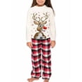 thumbnail image 4 of MAWCLOS Women Men Kids Matching Family Pajamas Set Elastic Waist Sleepwear Nightwear Xmas Pjs Tops And Pants PJ Sets Beige Dad L, 4 of 7