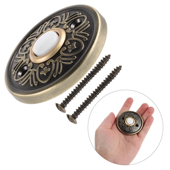 FENGGUIQU Vintage Style Dark Brown Wired Doorbell Button with LED Light for Home