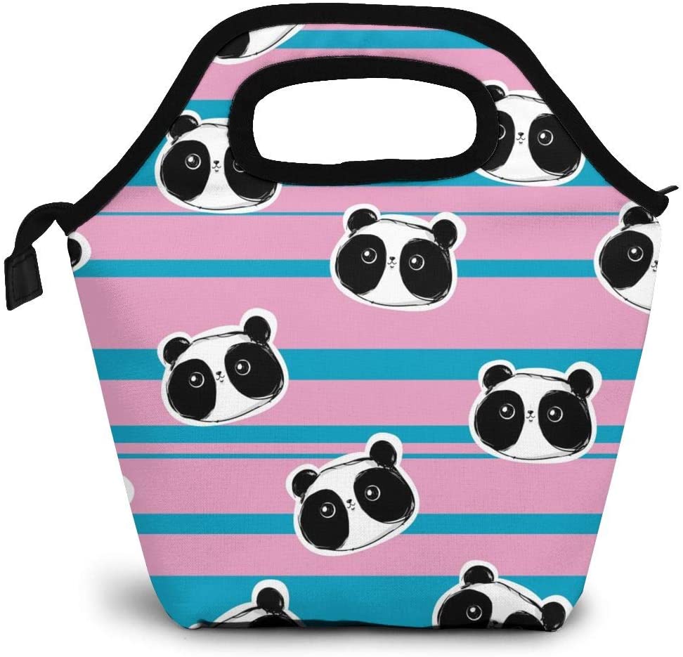 Hand Drawn Panda Bear Lunch Box Insulated Meal Bag Lunch Bag With Pink Blue Background Reusable Snack Bag Food Containertote Bag Walmart Com Walmart Com