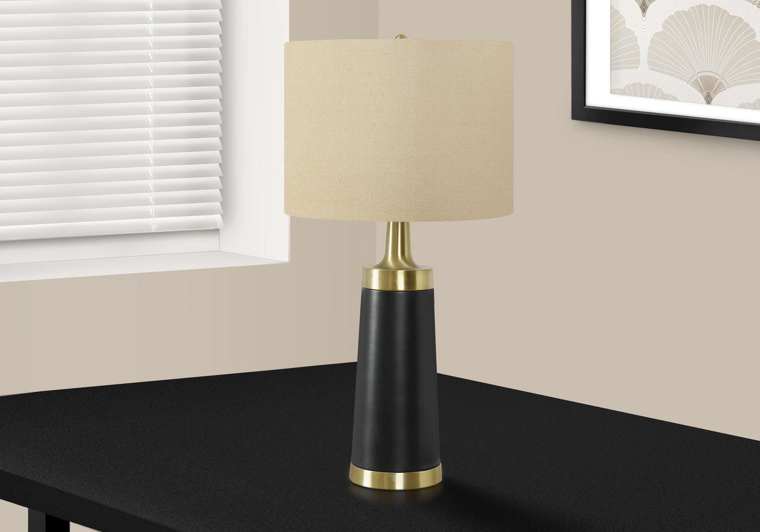 Monarch Specialties  Luminaire, 28"h, Lampe De Table, Béton Noir, Tons Beige., Contemporain