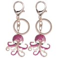 thumbnail image 1 of Key Chain, Rhinestones Key Ring, 2PCS Octopus Shaped For Family Member Holiday Rose Red+Rose Red, 1 of 8