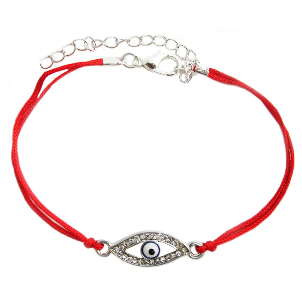 Multicolour Flat Evil Eye & CZ Stretchy Bracelet Nazar Protection Kabbalah *NEW*