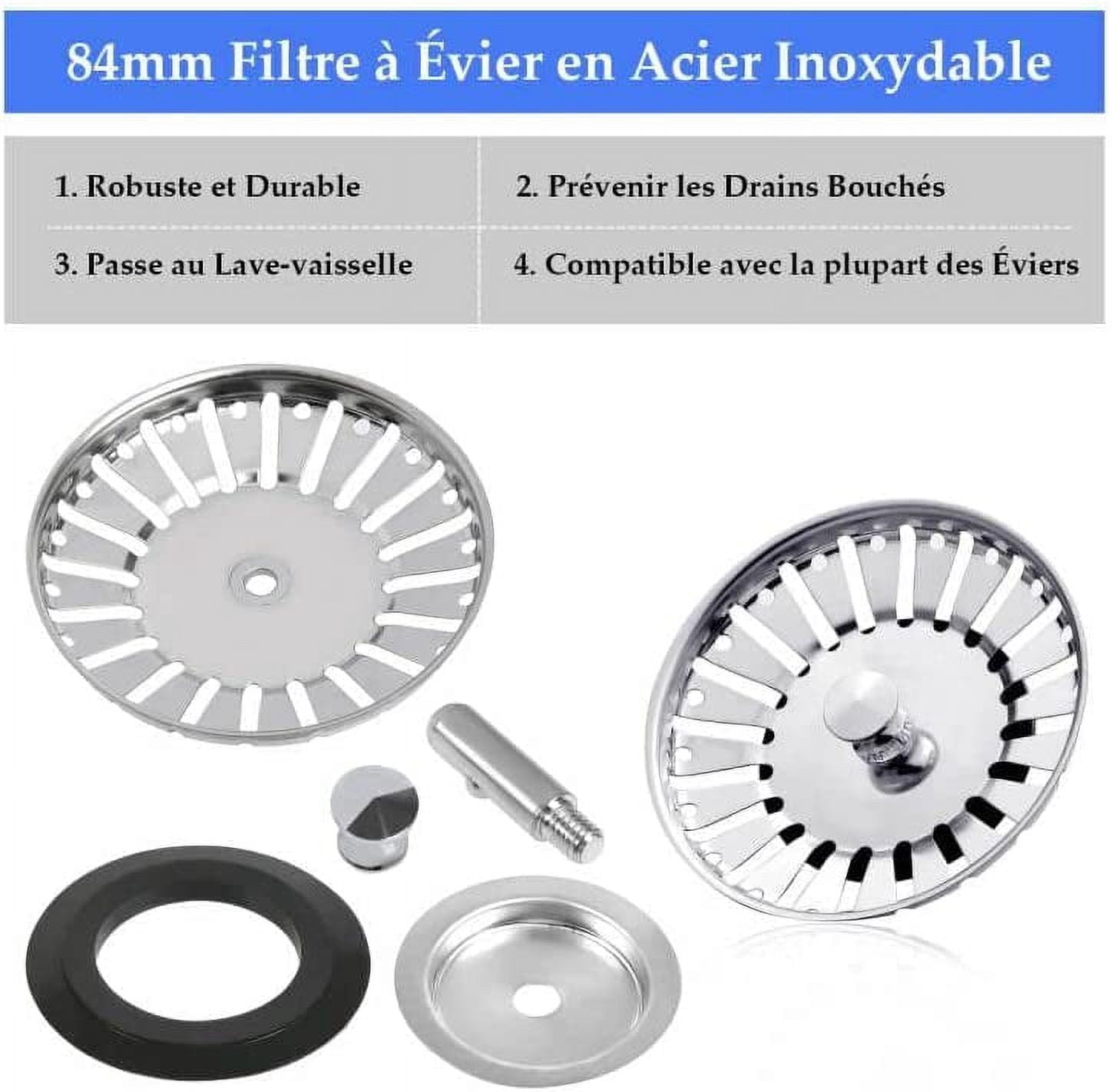 Tapón De Fregadero Con Filtro - Acero Inoxidable 304, 84 Mm, Colador Grueso Para Evitar Atascos En Cocina