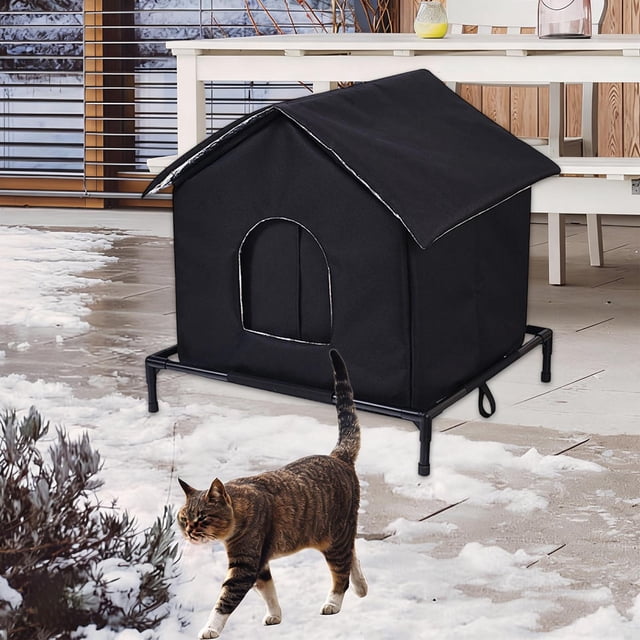 Casa para gatos callejeros al libre, invierno, impermeable, premium, aislante, cálida, refugio para gatos callejeros, tela Oxford para jardín y 55 cm x 48 cm x 56 cm