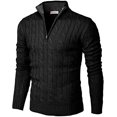 thumbnail image 1 of Suéter tipo polo de manga larga con cremallera de punto y corte ajustado informal para primavera, otoño e invierno para hombre, 1 of 6