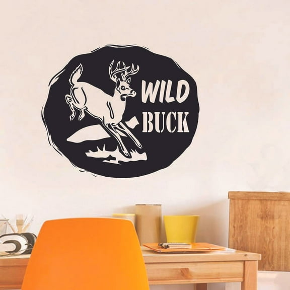 Wild Buck Deer Quote Hunting Hunter Huntsman Hunt Forest Animal Scene Animals Quotes Wall Decal Sticker Vinyl Art Mural for Girls / Boys Home Room Walls Bedroom House Decor Decoration (10x10 inch)