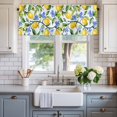thumbnail image 2 of Watercolor Lemon Window Valance Curtain Blue Flower Leaf Rod Pocket Short Curtain for Living Room, Bedroom & Kitchen Window Decor 60x18in, 2 of 8