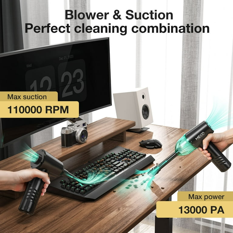 MECO Cordless Compressed Air Duster Vacumm, Replaces Canned Air Spray, 8 x 6 x 2.5 inches