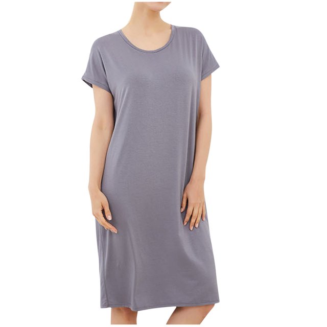 Besolor Chemises de Nuit Grande Taille pour Femmes Été Confortables à Manches Courtes Col Ras du Cou Vêtements de Nuit Chemises de Sommeil Robe de Nuit