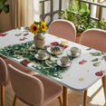 thumbnail image 3 of Christmas Table Cloths for 6 Foot Rectangle Tables, Winter Green Pine Trees Maple Leave Xmas Balls Patio Waterproof Elastic Fitted Tablecloths, Washable Rectangular Table Cover for Camping, 3 of 8