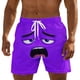 thumbnail image 3 of Ceisia Men's Bright Purple Tired Sigh Emoji Print Beach Shorts 4-Way Stretch Drawstring Swim Trunks Gifts, 3 of 5