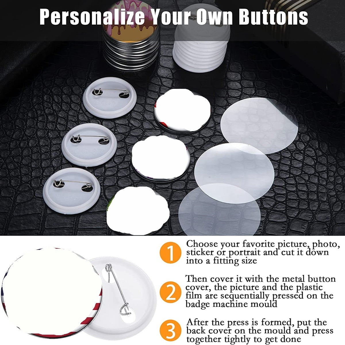 100Pcs Blank Badge Button Parts, DIY Pin Badges Set Button Maker Parts for Badge Press Machine ,Beginner-Friendly