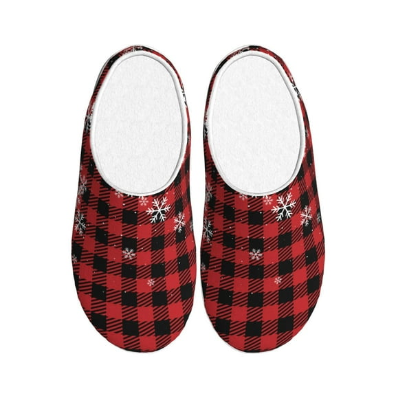 Kdxio Red Buffalo Plaid Women's Men's Slippers Plush Slip-On House Slipper for Winter Indoor Soft Cushion Non-slip Fluffy Slides Slippers-35/36