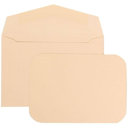 JAM Paper Wedding Invitation Set, Small, Ivory Rounded Edge Set, Ivory Card with Ivory Envelope, 100/pack