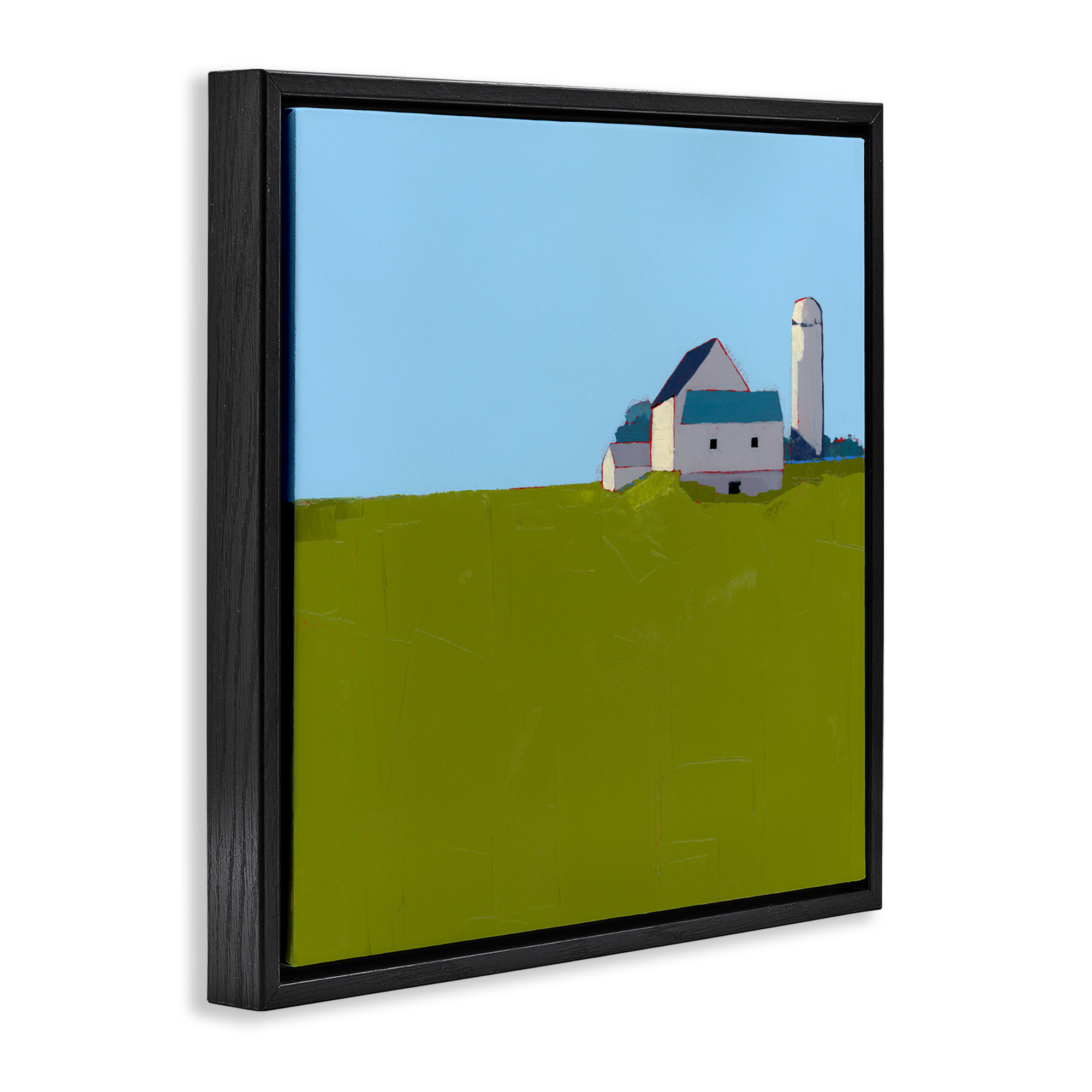 Farmland Silo in Distance Black Framed Floater Canvas Wall Art, design by Ruth LaGue